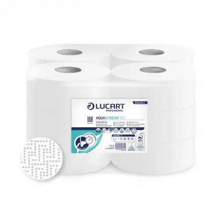 LUCART AQUASTREAM 150. Papel higiénico Industrial. 2 Capas, 150mts. 12 rollos