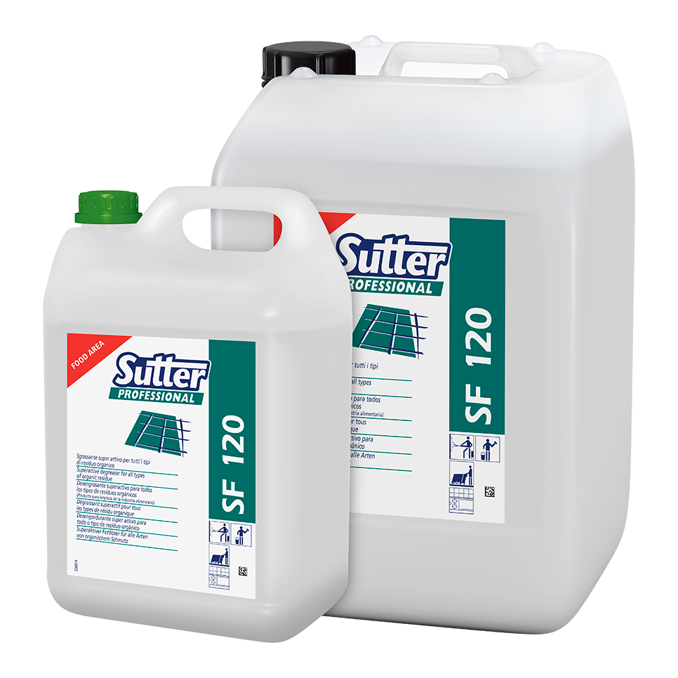 SUTTER SF 120. Zero Natural Force . Desengrasante súper activo para limpieza de todo tipo de resíduos orgánicos.