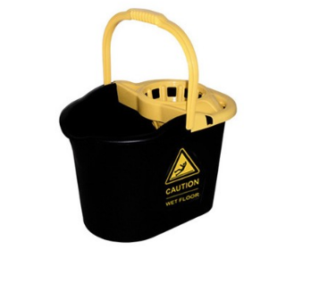 Cubo CAUTION con Escurridor. Negro/Amarillo