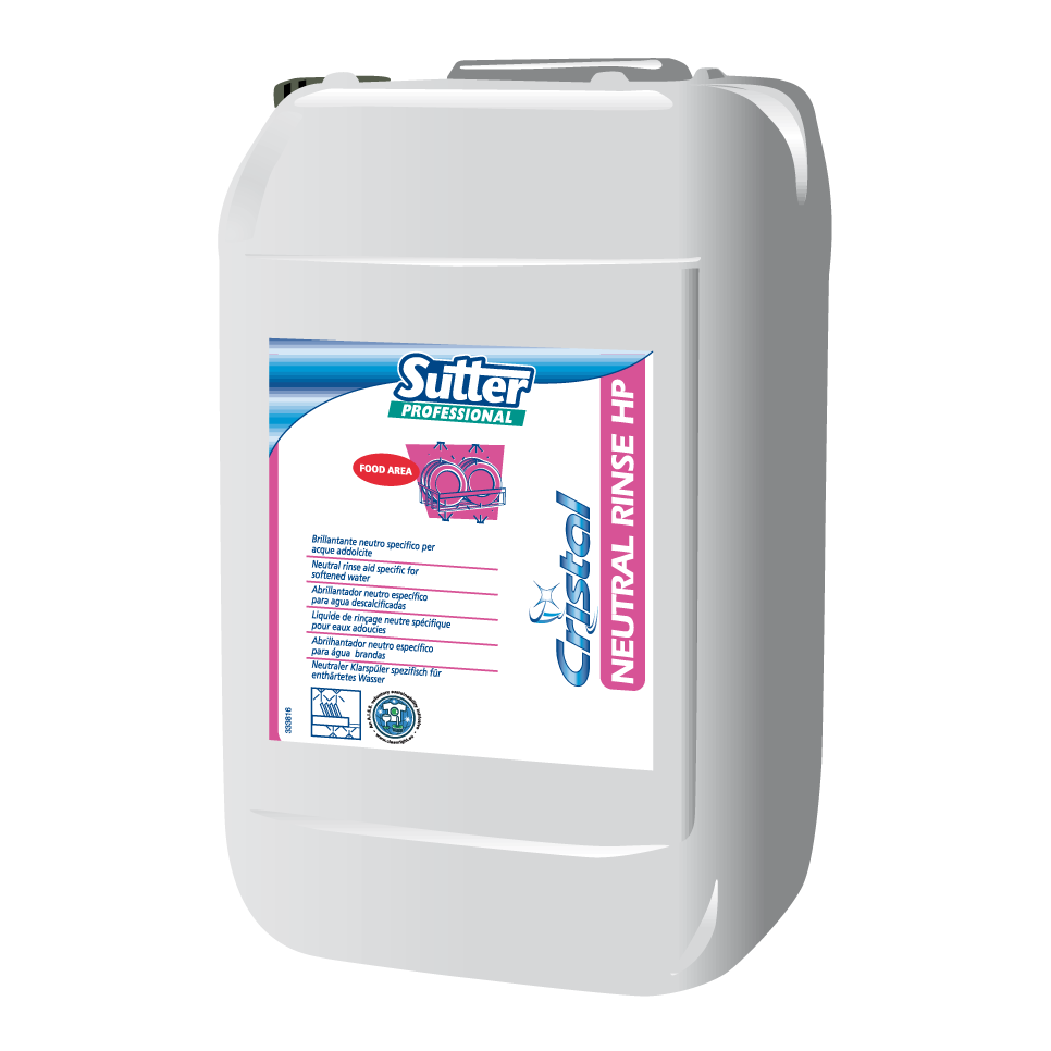 [0496100] SUTTER. NEUTRAL RINSE HP. Abrillantador neutro específico para aguas descalcificadas. 20L