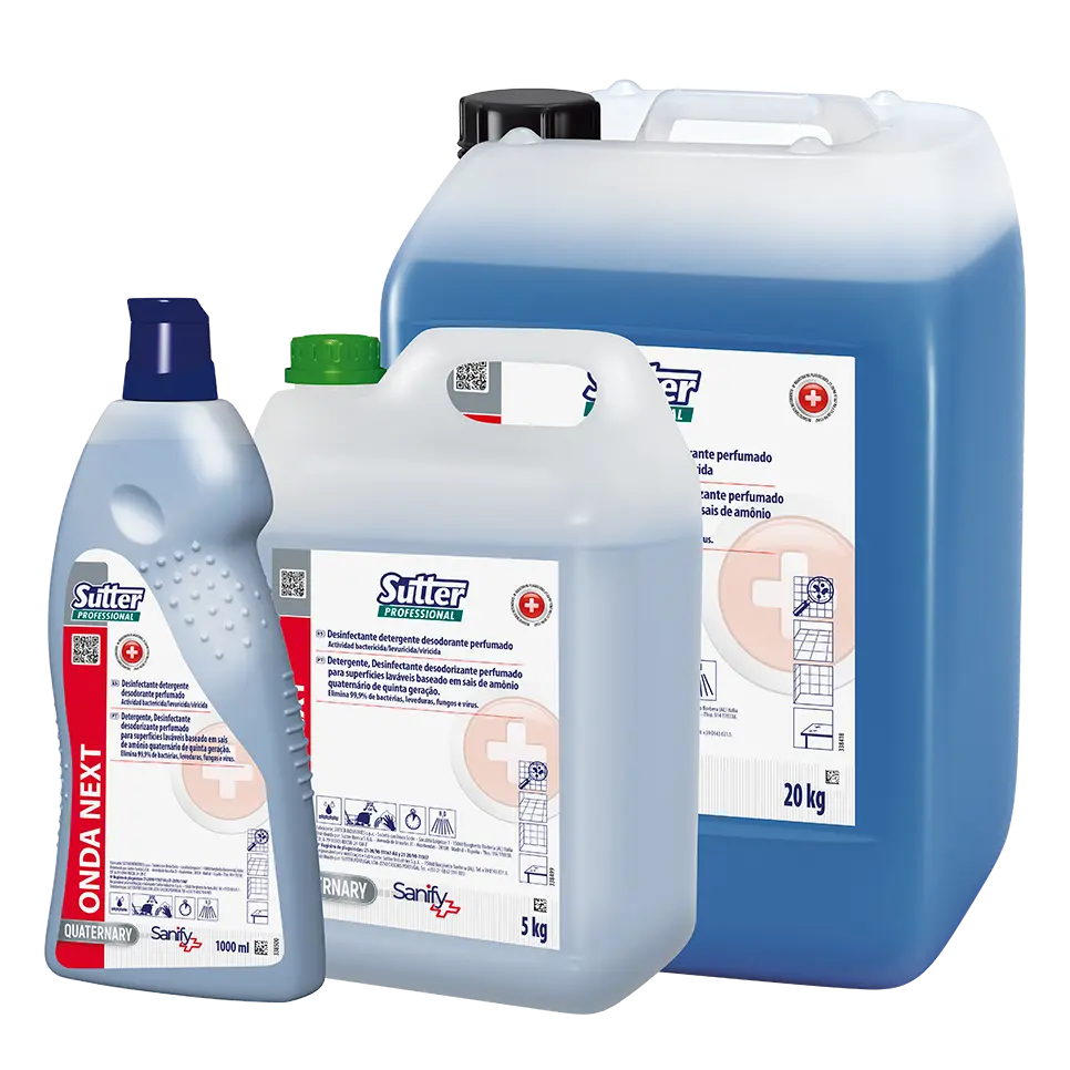 SUTTER. ONDA NEXT HA. Desinfectante detergente desodorante perfumado con actividad bactericida, levuricida y viricida. (Unidad)