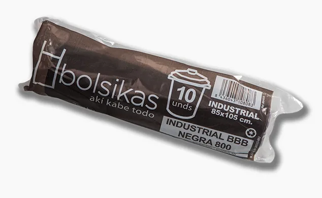 Bolsa de basura industrial BBB 800 con soldadura de fondo 85x105 Negra. Galga 100. Para cubos de 100 litros. Caja de 35 rollos de 10 bolsas.