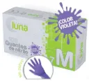 LUNA. Guante SUPREME NITRILO. VIOLETA Sin polvo. 3,5gr Caja de 100 unidades. (Talla S, M, L, XL)