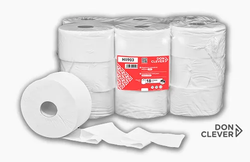 Rollo papel higiénico industrial pasta liso 100% virgen 2 capas. Pack de 18 Uds